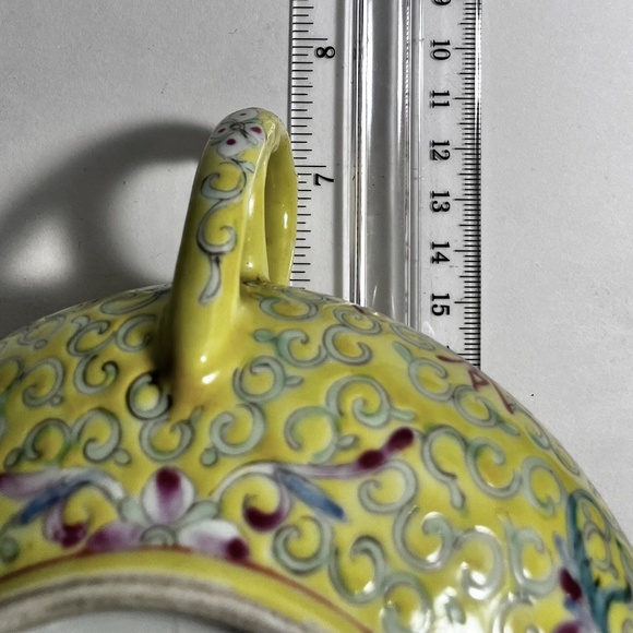 Antique FAMILLE JAUNE SUGAR BOWL Circa 1900 / Rare Chinese Treasure / Some Flaws - Picture 12 of 12